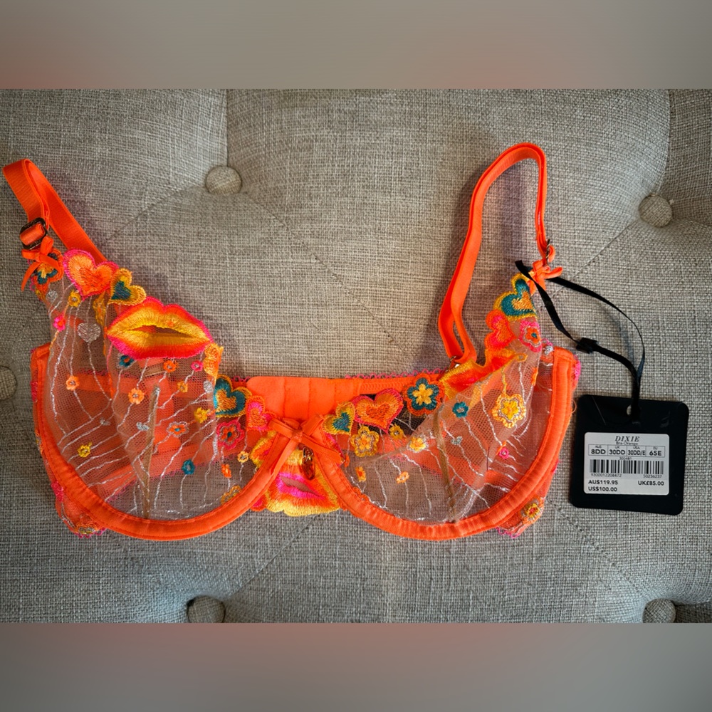 Honey Birdette Orange Floral Bra